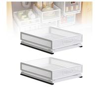 Organisateurs multi-usages sous évier de salle de bain, organiseurs de garde-manger empilables avec tiroirs coulissants robustes et film nano adhésif