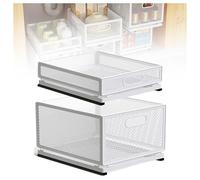 Organisateurs multi-usages sous évier de salle de bain, organiseurs de garde-manger empilables avec tiroirs coulissants robustes et film nano adhésif
