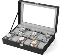 Organisation Avec 12 Compartiments À Bijoux, Étui Avec Couvercle En Verre, Vitrine Avec Tampons Amovibles
