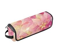 Organiseur 2 en 1 pour outils capillaires avec coussinet résistant à la chaleur, étui de voyage double couche pour fers plats, lisseurs, bigoudis, fleurs de pêche douce