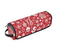 Organiseur 2 en 1 pour outils capillaires avec tapis amovible résistant à la chaleur, imperméable, portable, sac de voyage plat ouvert pour fer plat, fer à lisser, fer à friser, icônes de Noël,