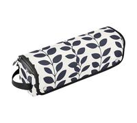 Organiseur 2 en 1 pour outils capillaires avec tapis en fer, étanche, portable, sac de voyage plat ouvert pour fer à lisser, fer à friser, sèche-cheveux, feuille monochrome élégante botanique