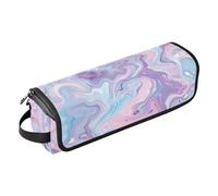 Organiseur 2 en 1 pour outils capillaires avec tapis en fer, sac de rangement pour outils chauds, fer à friser, fers plats, volumateur de cheveux, coiffeur, marbre bleu poudré, rangement essentiel