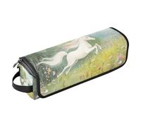 Organiseur 2 en 1 pour outils capillaires avec tapis résistant à la chaleur, outils chauffants, sac de voyage pour outils chauds, fer à friser, fers plats, volumateur de cheveux, licornes prairie