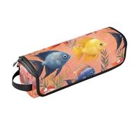 Organiseur 2 en 1 pour outils capillaires et tapis résistant à la chaleur avec fermeture éclair double couche pour lisseurs, fer à friser, sèche-cheveux, poissons anges amusants, pêche, étui de voyage