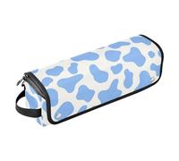 Organiseur 2 en 1 pour outils capillaires et tapis résistant à la chaleur, étanche, portable, sac de voyage plat ouvert pour fer plat, fer à lisser, fer à friser, imprimé vache bleu pastel pour femme