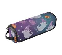 Organiseur 2 en 1 pour outils de cheveux avec coussinet résistant à la chaleur Motif citrouille fantôme violet