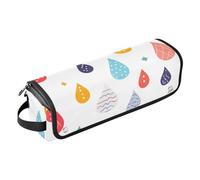 Organiseur 2 en 1 pour outils de cheveux avec tapis résistant à la chaleur, support de voyage pour fer à friser, fer à lisser, sèche-cheveux plat, art esthétique, gouttes de pluie colorées