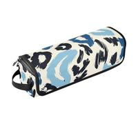 Organiseur 2 en 1 pour outils de cheveux et tapis résistant à la chaleur - Imperméable - Organiseur de voyage pour fer à lisser, fer à friser, sèche-cheveux, imprimé léopard bleu
