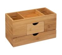 Paris Prix Organiseur maquillage 2 tiroirs Natureo 24 cm Bambou Marron 3 compartiments