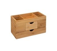 Paris Prix Organiseur maquillage 2 tiroirs Natureo 24 cm Bambou Marron 3 compartiments