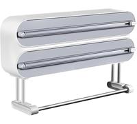 Organiseur 3 en 1 avec Cutter Comprenant 2 Rouleaux de Film Plastique et Distributeur de Papier d'aluminium, Support magnétique pour Papier essuie-Tout pour réfrigérateur