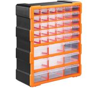 Organiseur 39 tiroirs Boîte de rangement extensible avec étiquettes Casier à vis outils petites pièces Maison atelier