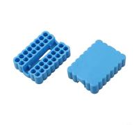 Organiseur à 32 trous pour embouts de tournevis et perceuses - Pour tige de 6,35 mm - Plastique bleu - Compact et léger - 63 x 46 x 15 mm