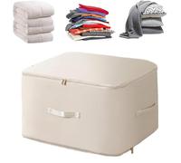 Organiseur à auto-compression ultra peu encombrant, sac de rangement de compression pour couette scellé sous vide, laissant plus d'espace pour votre garde-robe (beige, taille XL)