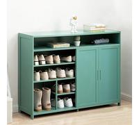 Organiseur à chaussures, armoire autoportante en bambou avec portes coulissantes, 4 niveaux de rangement pour entrée, couloir, placard