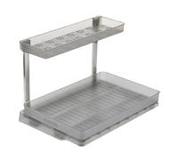 Organiseur à épices pour armoire, 2 niveaux sous évier, organiseur d'armoire de cuisine extractible en métal avec tiroir coulissant, organiseur sous évier pour cuisine