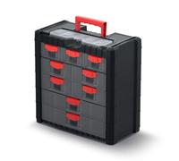Organiseur à outils 9 petits tiroirs et un organiseur dans le couvercle.