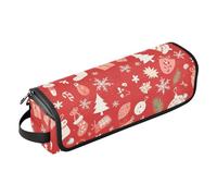 Organiseur à outils de coiffure grande capacité avec tapis en fer, icônes de Noël rouges