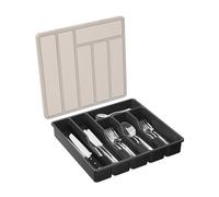 Organiseur avec couvercle, 6 compartiments, plateau à ustensiles couvert for tiroir et comptoir de cuisine, boîte de rangement for couverts et couverts en plastique for cuillères, fourchettes, couteau