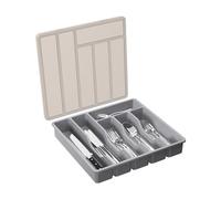 Organiseur avec couvercle, 6 compartiments, plateau à ustensiles couvert for tiroir et comptoir de cuisine, boîte de rangement for couverts et couverts en plastique for cuillères, fourchettes, couteau