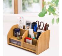 Organiseur bureau Bambou, Tiroir, Porte stylos, Ciseaux, Règle, Pot crayon, C10