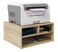 Organiseur bureau HOMCOM aspect bois avec 3 compartiments fournitures support d'imprimante dim. 47L x 40l x 22,5H cm