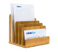 Relaxdays 10019131 Porte-lettres porte-courriers en bambou Casier porte-documents/organiseur de bureau en bois range-documents trieur 23 x 24,5 x 20,5 cm, Naturelle