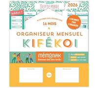 Organiseur calendrier mensuel aimanté Kifékoi sept. 2025-déc. 2026 par colonne