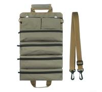 Organiseur compact et étanche avec bandoulière réglable, coutures renforcées, quatre compartiments fixes et deux poches amovibles pour outils (vert kaki)