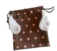 Organiseur cosmétique avec cordon de serrage, motif étoile et aile, pochette en toile anti-poussière pour voyage essentiel, étoiles bleues