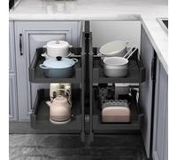 Organiseur Coulissant pour Armoire d'angle, Tiroir Coulissant Extensible pour Cuisine, Égouttoir À Vaisselle, Optimiseur d'angle Entièrement Coulissant, Ouverture À Gauche Ou À Droite.(90cm)