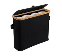 Organiseur couvert pour rouleaux de papier toilette avec poignée, convient pour 12 rouleaux, fabriqué à partir de tissu Oxford et bois, comprend une fenêtre d'inspection latérale (noir)