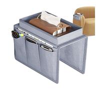 Organiseur d'accoudoir de canapé - Accoudoir de chevet avec 5 grandes poches | Chaise en palette pratique pour écouteurs, tablette, téléphone, lunettes | pour salon et chambre à coucher