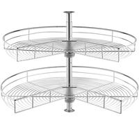 Organiseur d'angle chromé VEVOR en forme de haricot 80 cm Etagère à épices pivotante Organiseur, étagère de stockage réglable en hauteur sur 2 niveaux (charge maximale 27 kg), étagère de remplacement