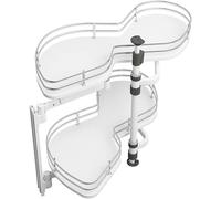 Organiseur d'angle coulissant à 2 niveaux pour armoires d'angle 86,5 x 49,5 cm, étagère double rotative, pour cuisines et salles d'outillage, et peut contenir des ustensiles de cuisine, des bouilloi