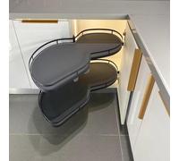 Organiseur d'angle réglable avec système de verrouillage silencieux de 80 x 48 cm, s'adapte aux armoires de 91,4 cm, maximise l'efficacité de l'espace et l'accessibilité.