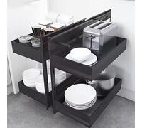 Organiseur d'angle robuste et extensible avec 4 paniers coulissants et étagères Solution de rangement entièrement extensible pour casseroles de cuisine, poêles et organisation de la maison