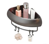 Organiseur d'angle triangulaire pour murs de salle de bain sans perçage en plastique et aluminium pour une utilisation à long terme (gris)