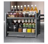 Organiseur D'armoire À 2 Niveaux, Panier Relevable En Alliage D'aluminium, Cuisine, Épices Et Vaisselle, Étagère De Rangement Rabattable, Pour Salon, Espace De Rangement, Meubles Hauts(Brown,(LxWxH)50