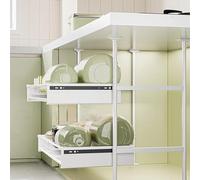 Organiseur D'Armoire Coulissant Blanc, Tiroirs Coulissants sans Perçage, Étagère Coulissante pour L'Organisation Et Le Rangement De La Maison, Installation Facile,65-83