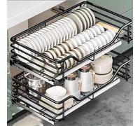 Organiseur d'armoire coulissant - Paniers à base solide pour le rangement de cuisine, étagère coulissante pour petites armoires, solution de rangement efficace pour garde-manger