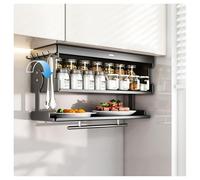 Organiseur d'armoire extractible à 2 niveaux, étagère pliable à 90° pour shakers, pots à épices, rangement multifonction à suspendre pour cuisine, garde-manger, bar - Étagère de rangement peu