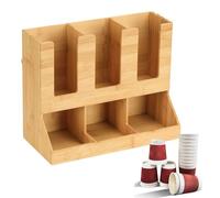 Organiseur de bar à café, organisateur de stockage de condiments de thé | Récipient de rangement rustique pour capsules de bureau, support à condiments en bois pour couvercle, collation, sachet de thé