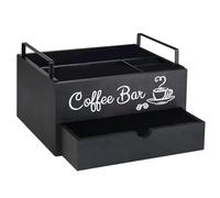 Organiseur de bar à café - Organiseur de station de café en bois, organisateur de rangement pour dosettes de café | Organiseur d'accessoires de bar à café avec séparateurs, tasse à café et station à