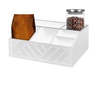 Organiseur de bar à café - Organiseur de tasses | Organisateurs de station de café | Agitateur en bois pour dosettes de café | Panier de rangement compartimenté de grande capacité