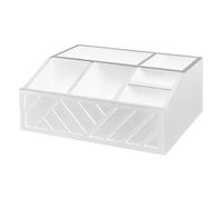 Organiseur de bar à café - Support mélangeur du plan de travail - Plateau de séparation en bois - Unité de rangement compacte avec sections étiquetées et look élégant - Accessoire de station de café