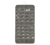 Organiseur de bijoux à suspendre à 80 poches pour placard - Double face avec crochet rotatif à 360°, poches en PVC transparent pour boucles d'oreilles, bracelets, bagues, gris (gris)