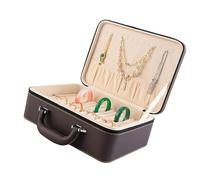 Organiseur de bijoux moderne en polyuréthane avec couches de protection en feutre et sections spacieuses pour colliers, boucles d'oreilles, boîte de rangement pour colliers et bagues