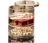 Organiseur de bijoux transparent rotatif à 360 degrés - Boîte de rangement multicouche pour maquillage, accessoires de cheveux et outils de beauté - Économie d'espace - Présentoir vertical (D)